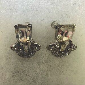 Vintage crystal clip screw back earrings